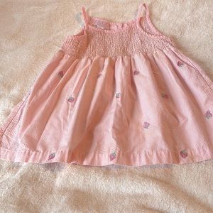 Dress, Samara, pink stripes with strawberries.